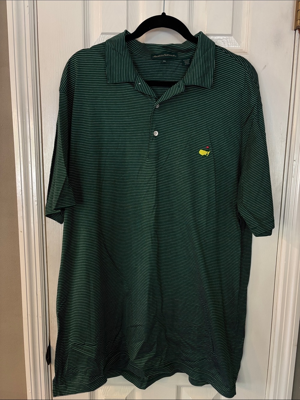 Masters Green Striped Short-Sleeve Golf Shirt size XL